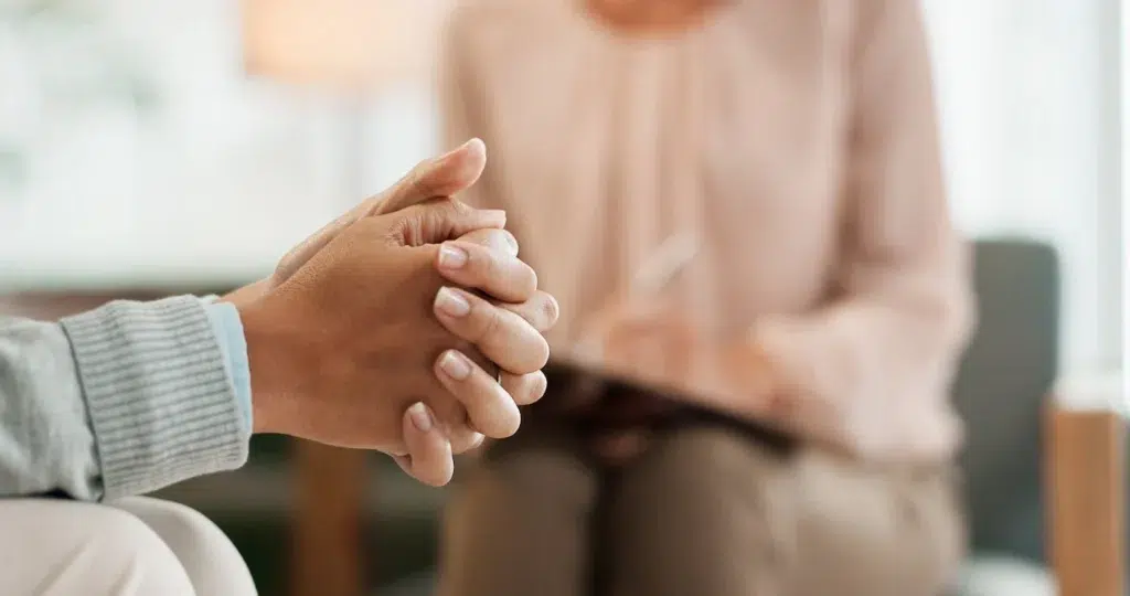 A person seeks professional support during early sobriety.
