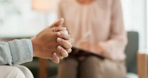 A person seeks professional support during early sobriety.