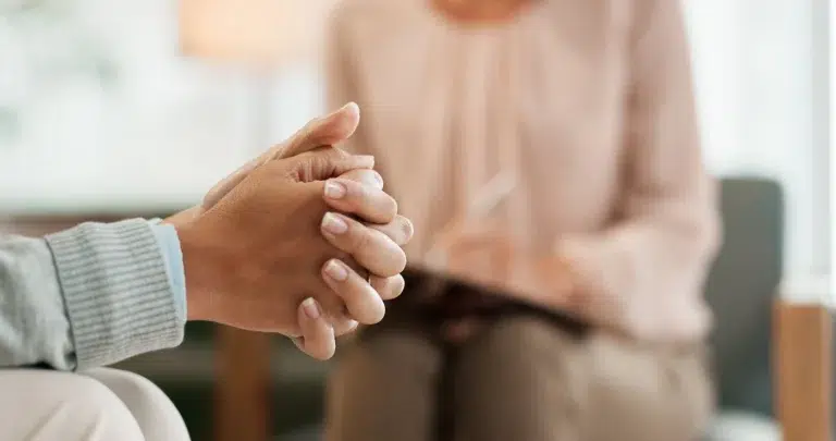 A person seeks professional support during early sobriety.