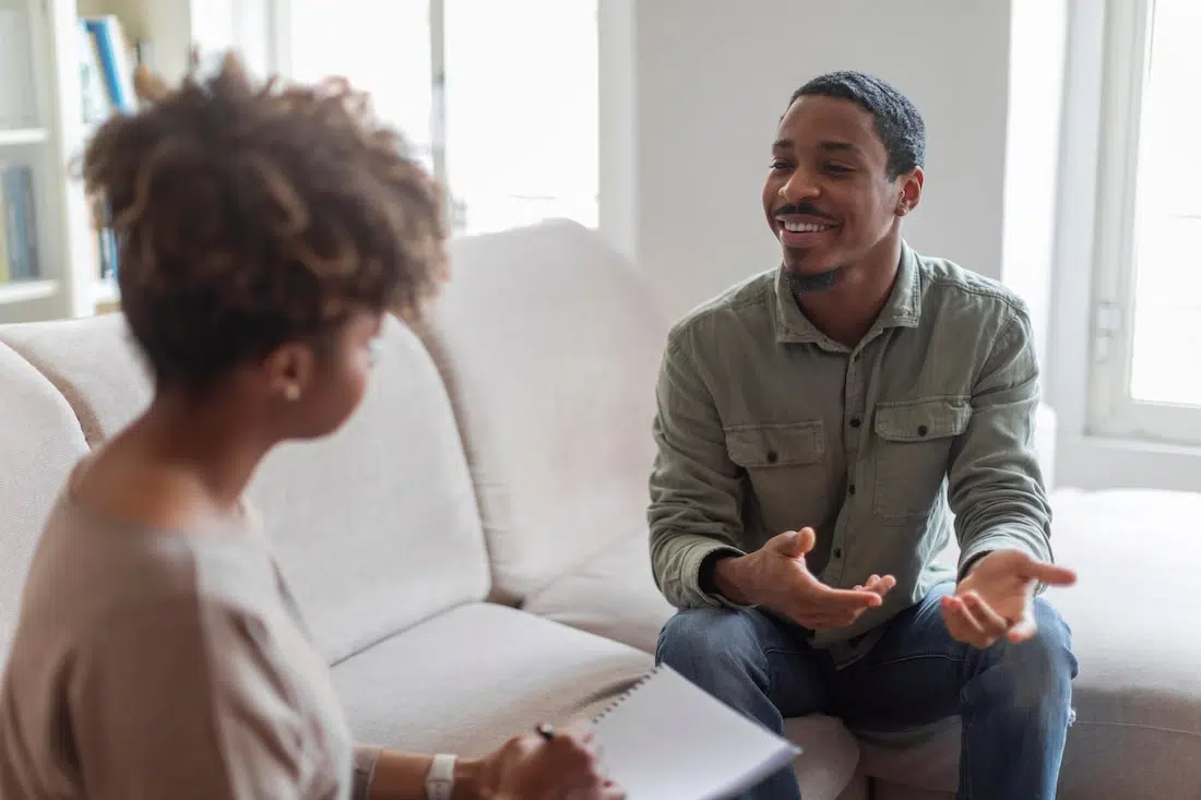 A person participates in Moral Reconation Therapy.